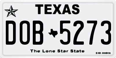 TX license plate DOB5273