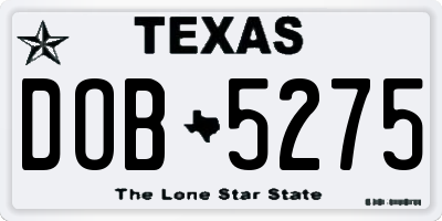 TX license plate DOB5275