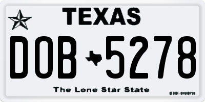 TX license plate DOB5278