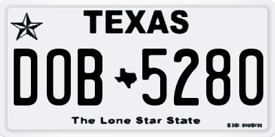 TX license plate DOB5280