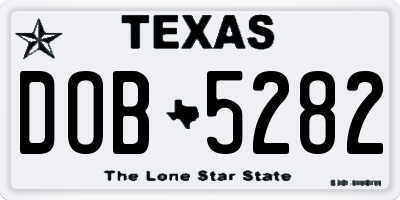 TX license plate DOB5282