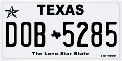 TX license plate DOB5285