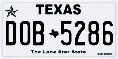 TX license plate DOB5286
