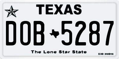 TX license plate DOB5287