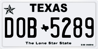 TX license plate DOB5289