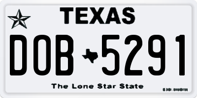 TX license plate DOB5291