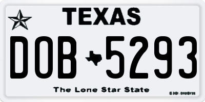 TX license plate DOB5293