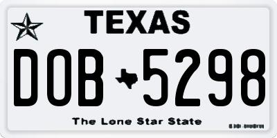 TX license plate DOB5298