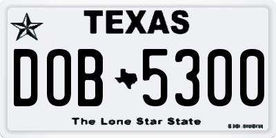 TX license plate DOB5300