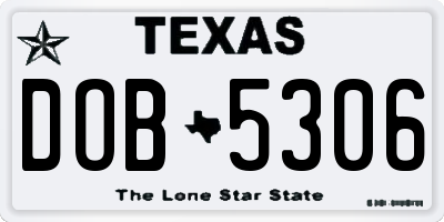 TX license plate DOB5306