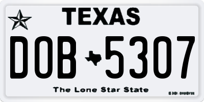 TX license plate DOB5307