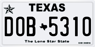 TX license plate DOB5310