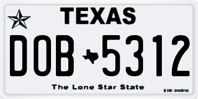 TX license plate DOB5312