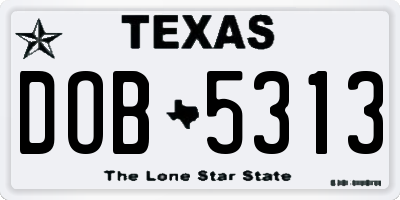 TX license plate DOB5313
