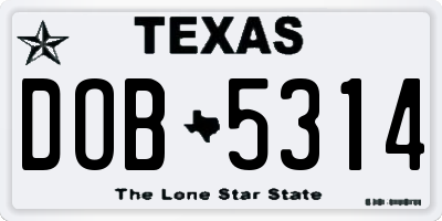 TX license plate DOB5314
