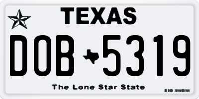 TX license plate DOB5319