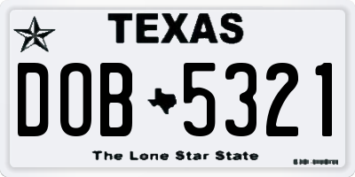 TX license plate DOB5321