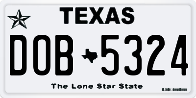 TX license plate DOB5324