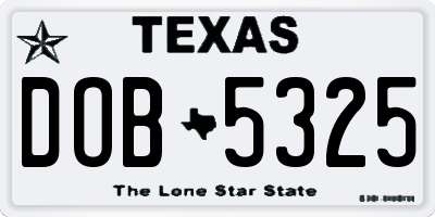 TX license plate DOB5325