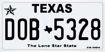 TX license plate DOB5328
