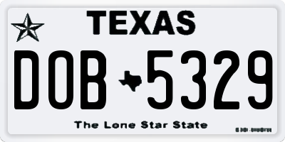 TX license plate DOB5329