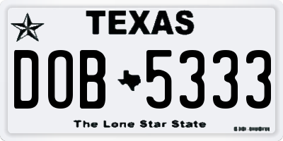 TX license plate DOB5333