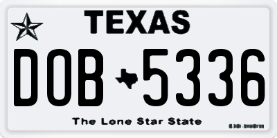 TX license plate DOB5336