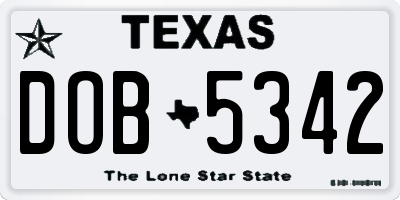 TX license plate DOB5342