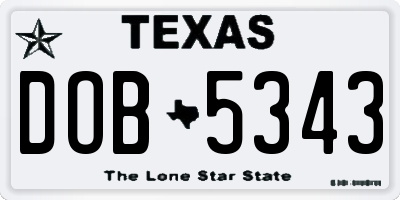 TX license plate DOB5343