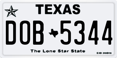 TX license plate DOB5344