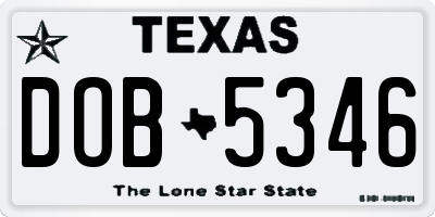 TX license plate DOB5346