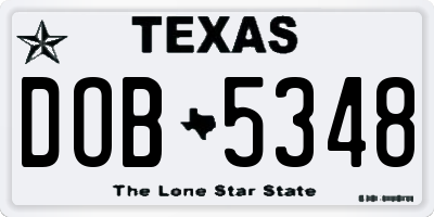 TX license plate DOB5348
