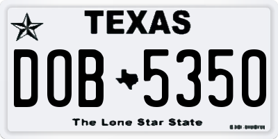 TX license plate DOB5350