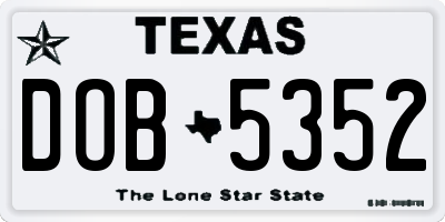 TX license plate DOB5352