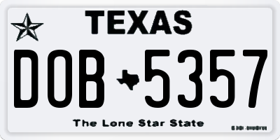 TX license plate DOB5357