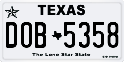 TX license plate DOB5358