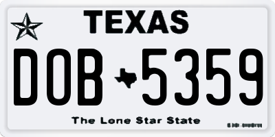 TX license plate DOB5359