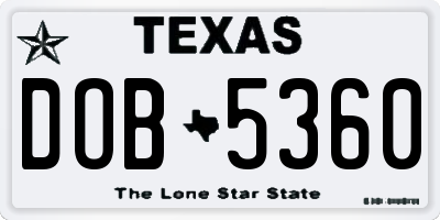 TX license plate DOB5360