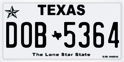TX license plate DOB5364