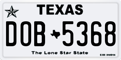 TX license plate DOB5368