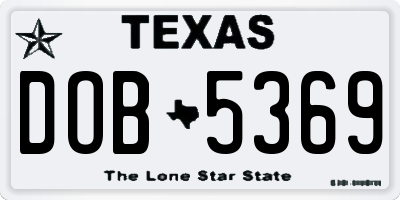 TX license plate DOB5369