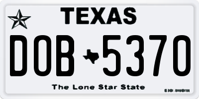 TX license plate DOB5370