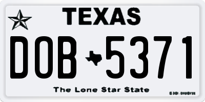 TX license plate DOB5371