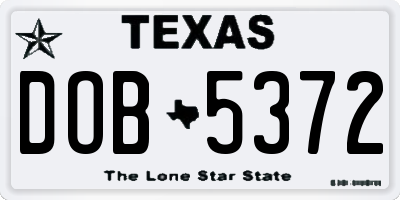 TX license plate DOB5372