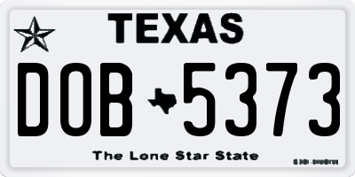 TX license plate DOB5373