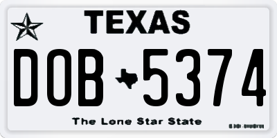 TX license plate DOB5374