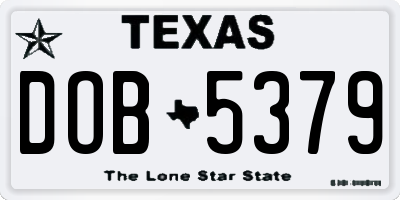 TX license plate DOB5379