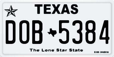 TX license plate DOB5384