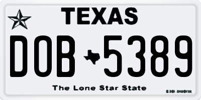TX license plate DOB5389