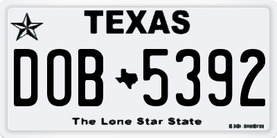 TX license plate DOB5392